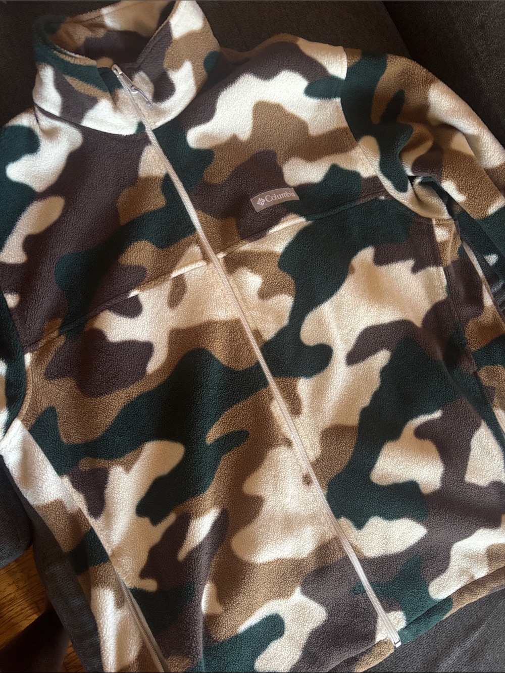 Columbia Kids Full-Zip Camo Fleece Jacket - Green, Brown, Cream